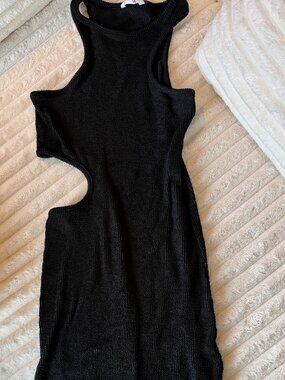Steve Madden Black Cutout Bodycon Dress Textured Knit Size M